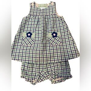 Florence Eiseman Green Blue Plaid Girls Matching Set NWT 3M